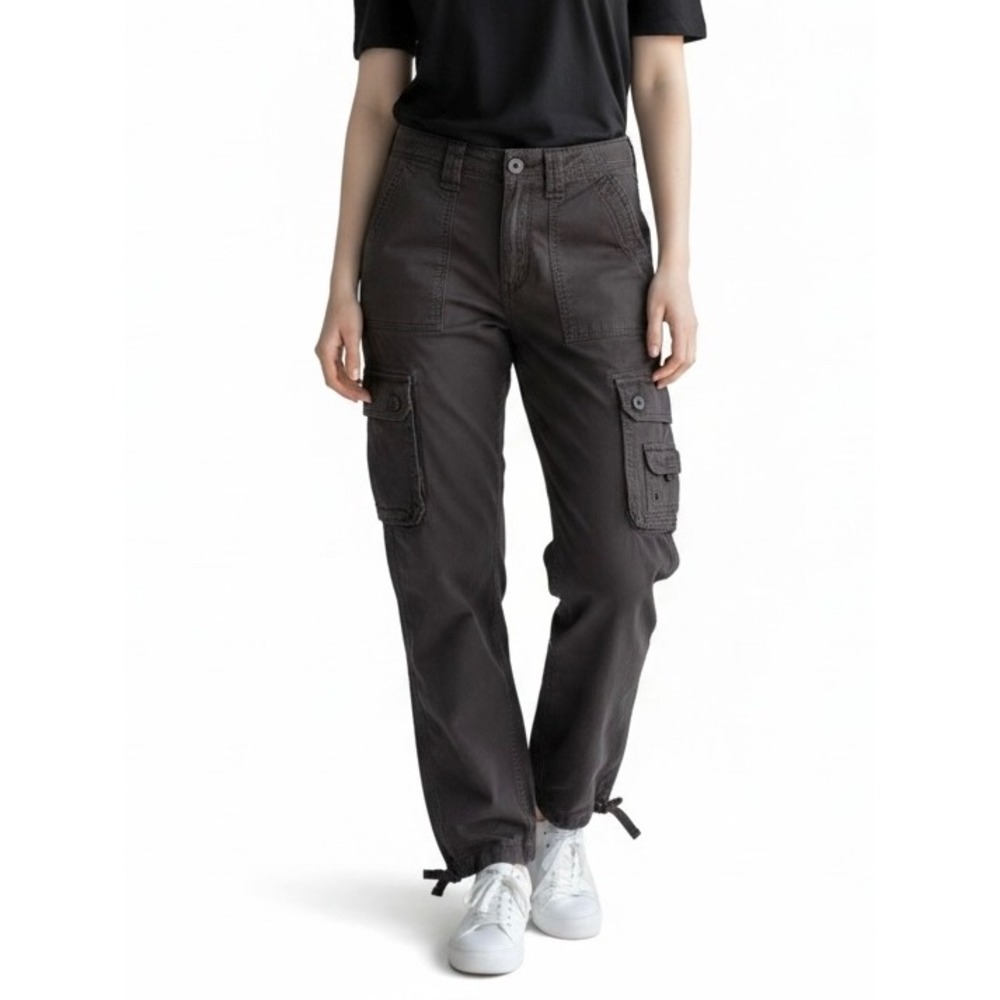 🌴 American Eagle Women 8 Regular Black Stretch Cargo Pants Drawstring Hem